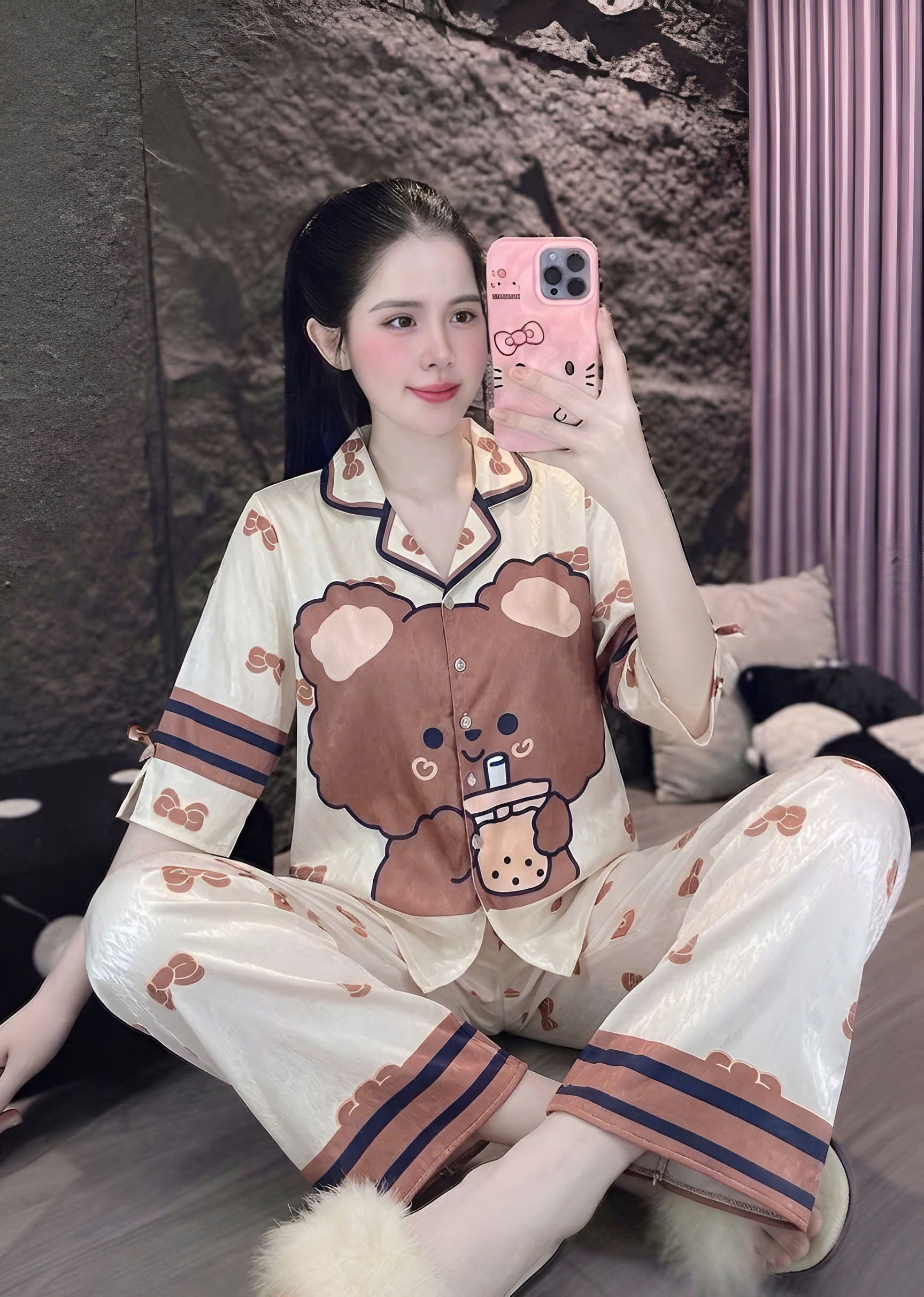 Đồ bộ tay lững lụa xước