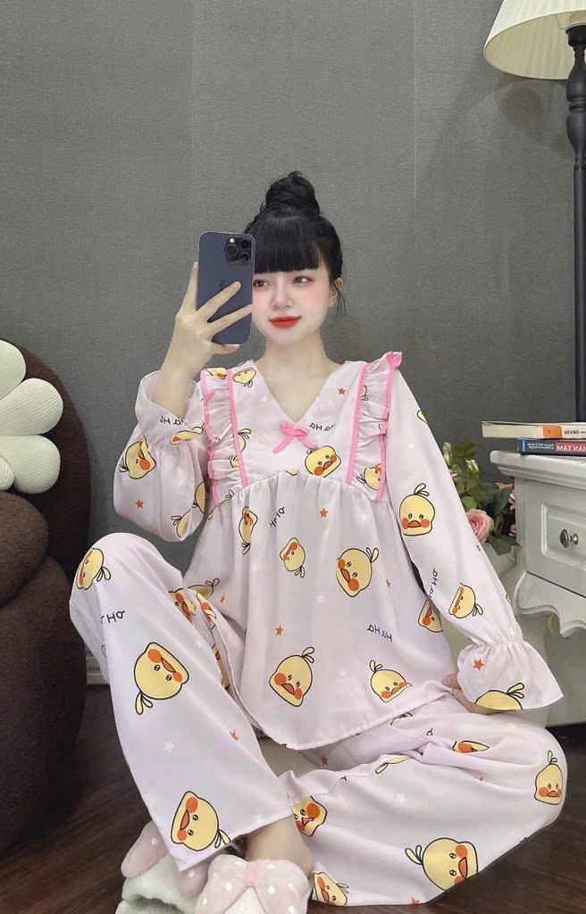 Đồ bộ tay dài lụa mango size dưới 60kg