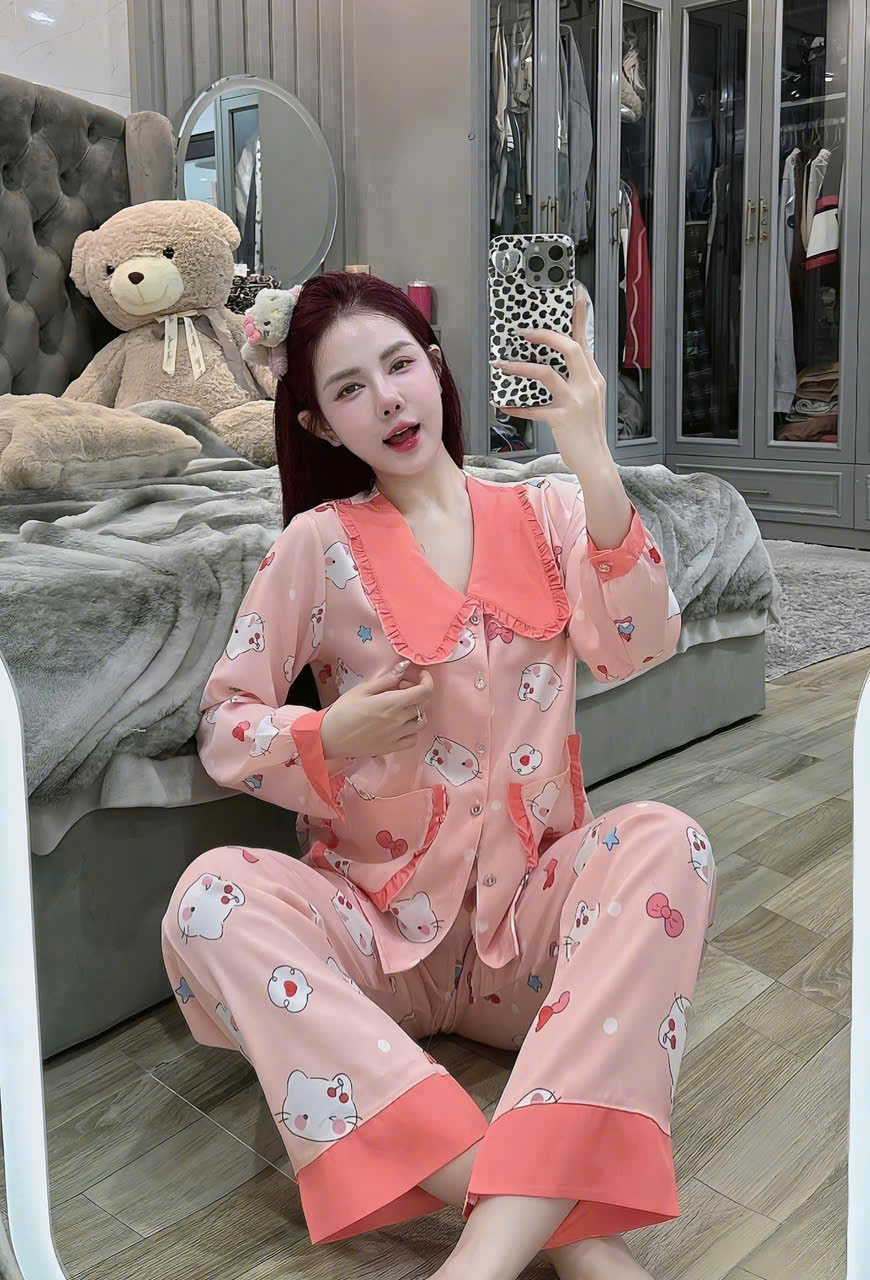 Đồ bộ tay dài lụa mango size dưới 60kg