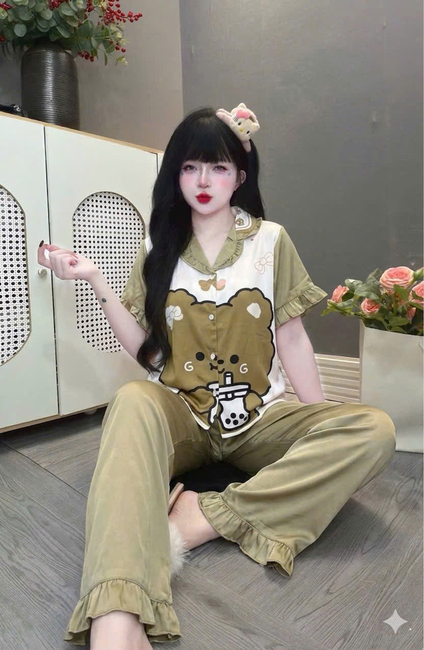 Đồ bộ tay ngắn lụa latin