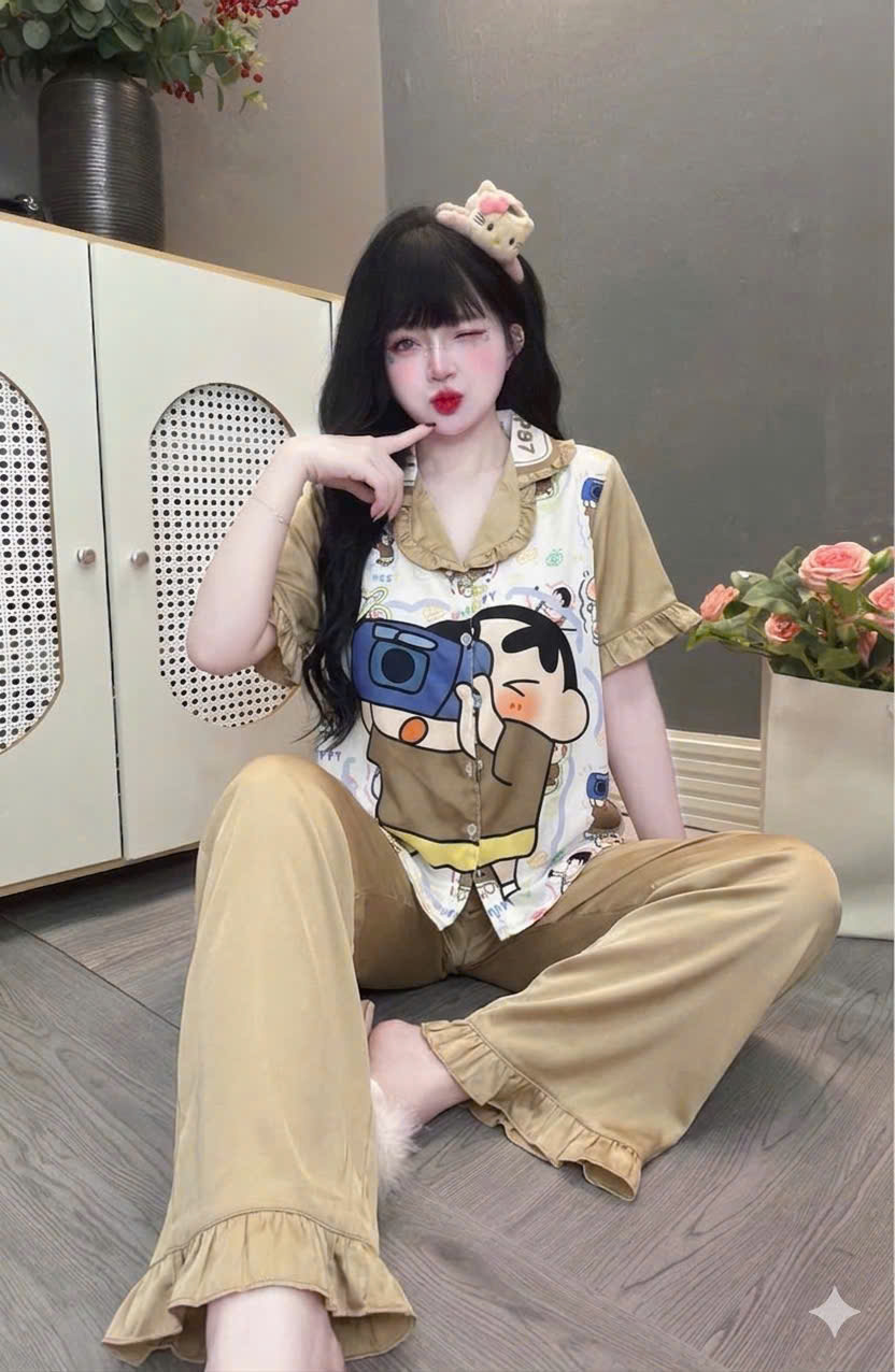 Đồ bộ tay ngắn lụa latin