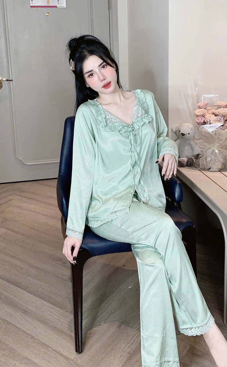 14 mẫu Đồ bộ tay dài lụa xước trơn