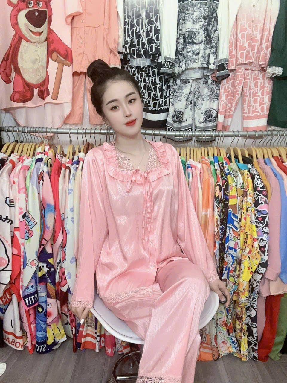 14 mẫu Đồ bộ tay dài lụa xước trơn