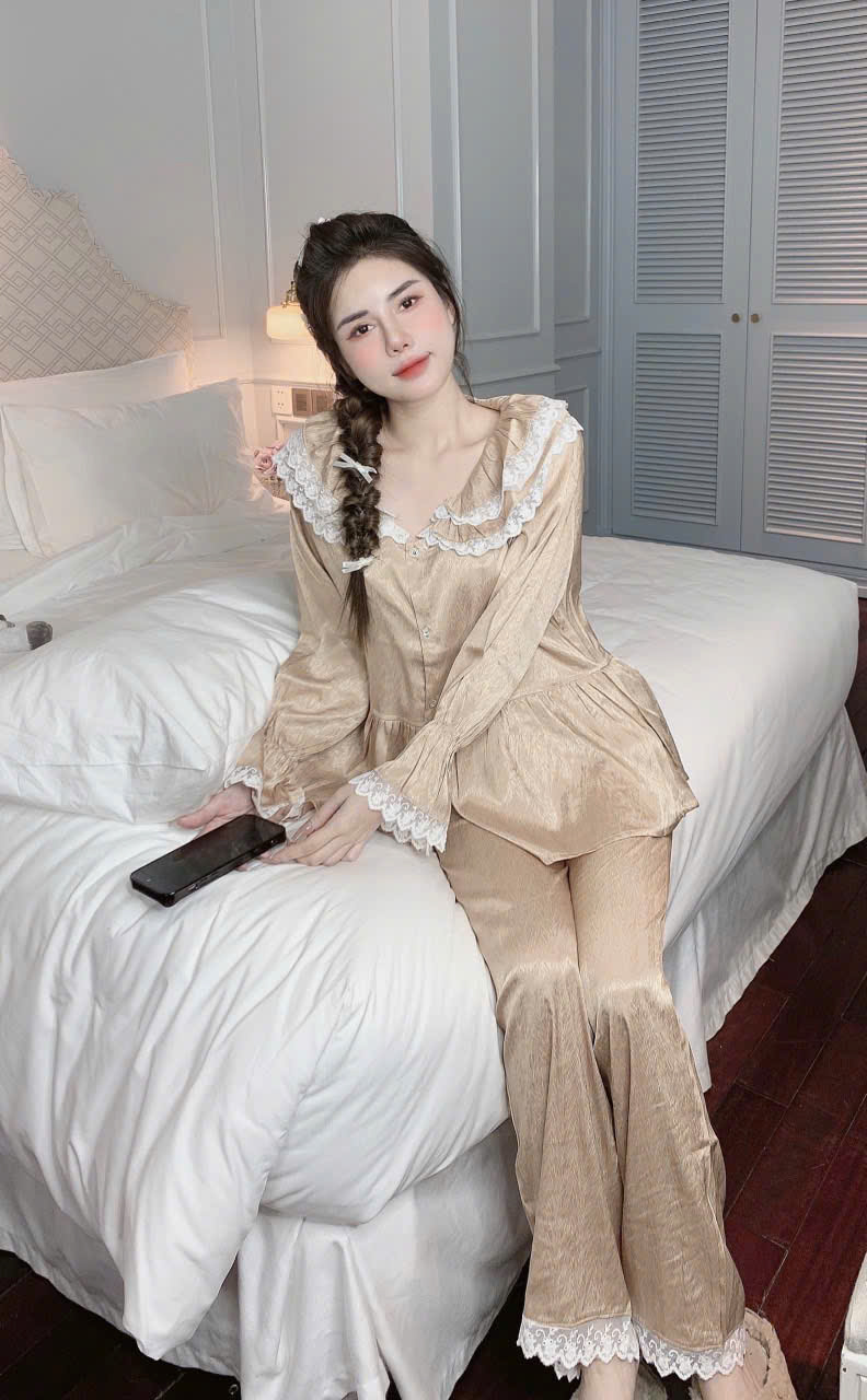 14 mẫu Đồ bộ tay dài lụa xước trơn