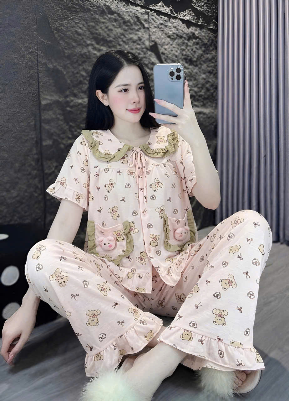 10 mẫu tay ngắn lụa đũi mềm gắn gấu