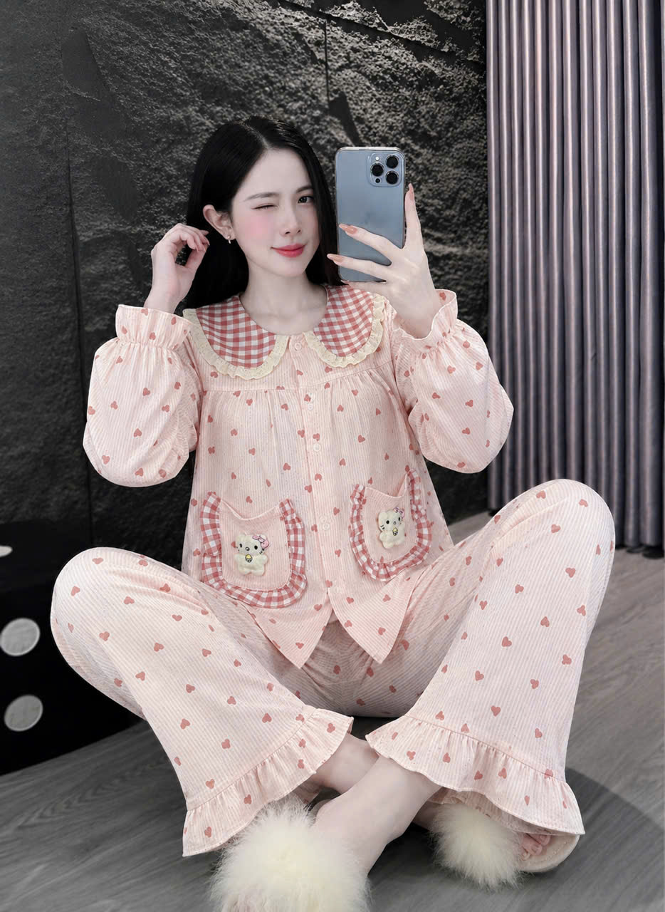 13 mẫu tay dài lụa đũi gắn gấu