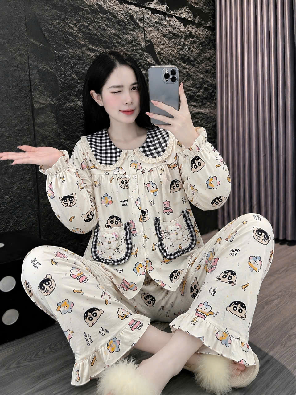 13 mẫu tay dài lụa đũi gắn gấu