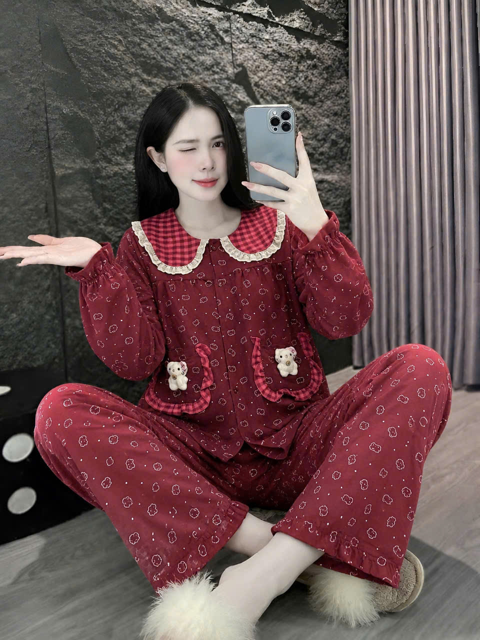 13 mẫu tay dài lụa đũi gắn gấu