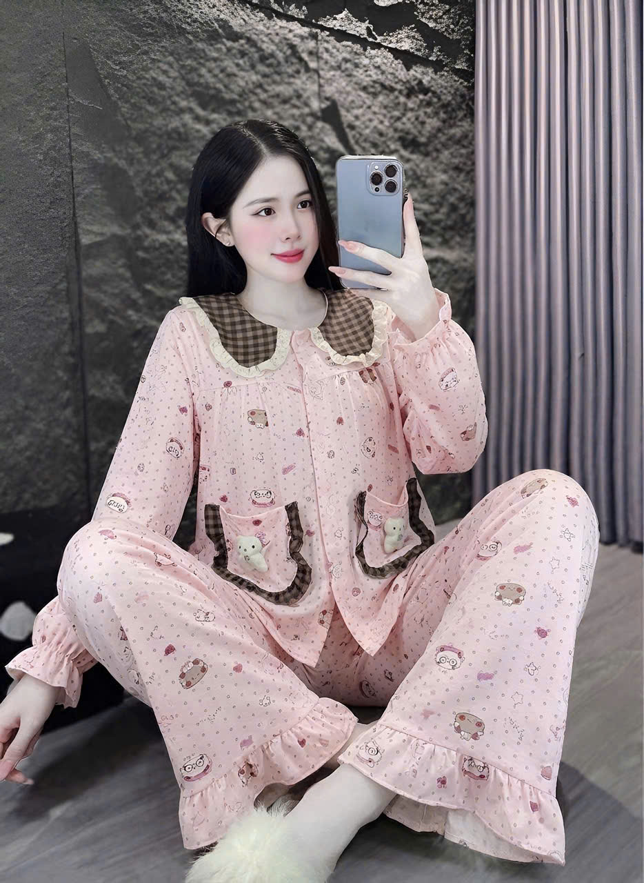 13 mẫu tay dài lụa đũi gắn gấu