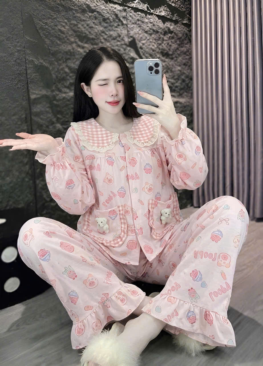 13 mẫu tay dài lụa đũi gắn gấu