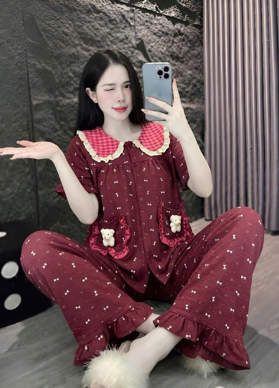 13mẫu tay ngắn lụa đũi mềm gắn gấu