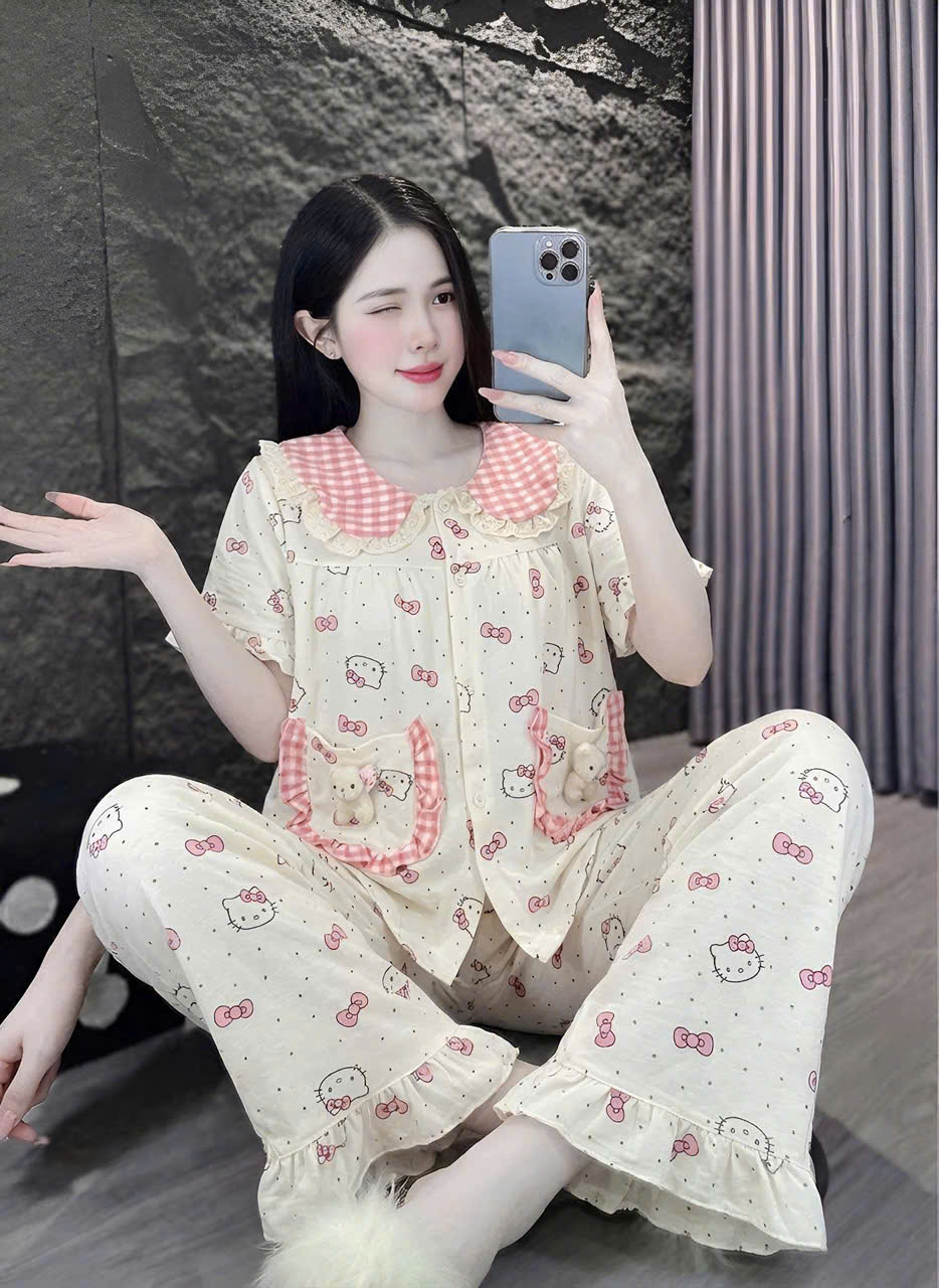 13mẫu tay ngắn lụa đũi mềm gắn gấu