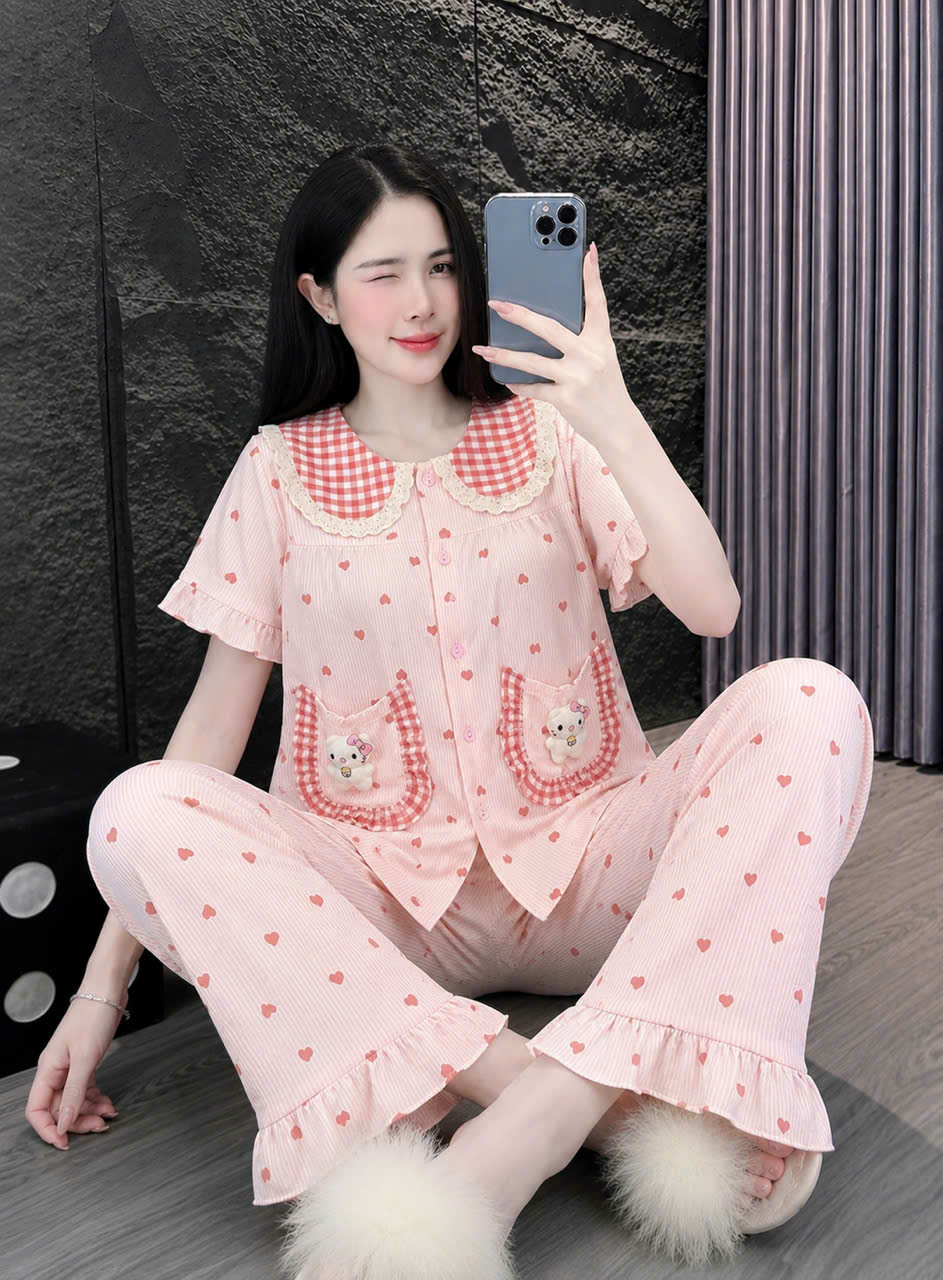 13mẫu tay ngắn lụa đũi mềm gắn gấu