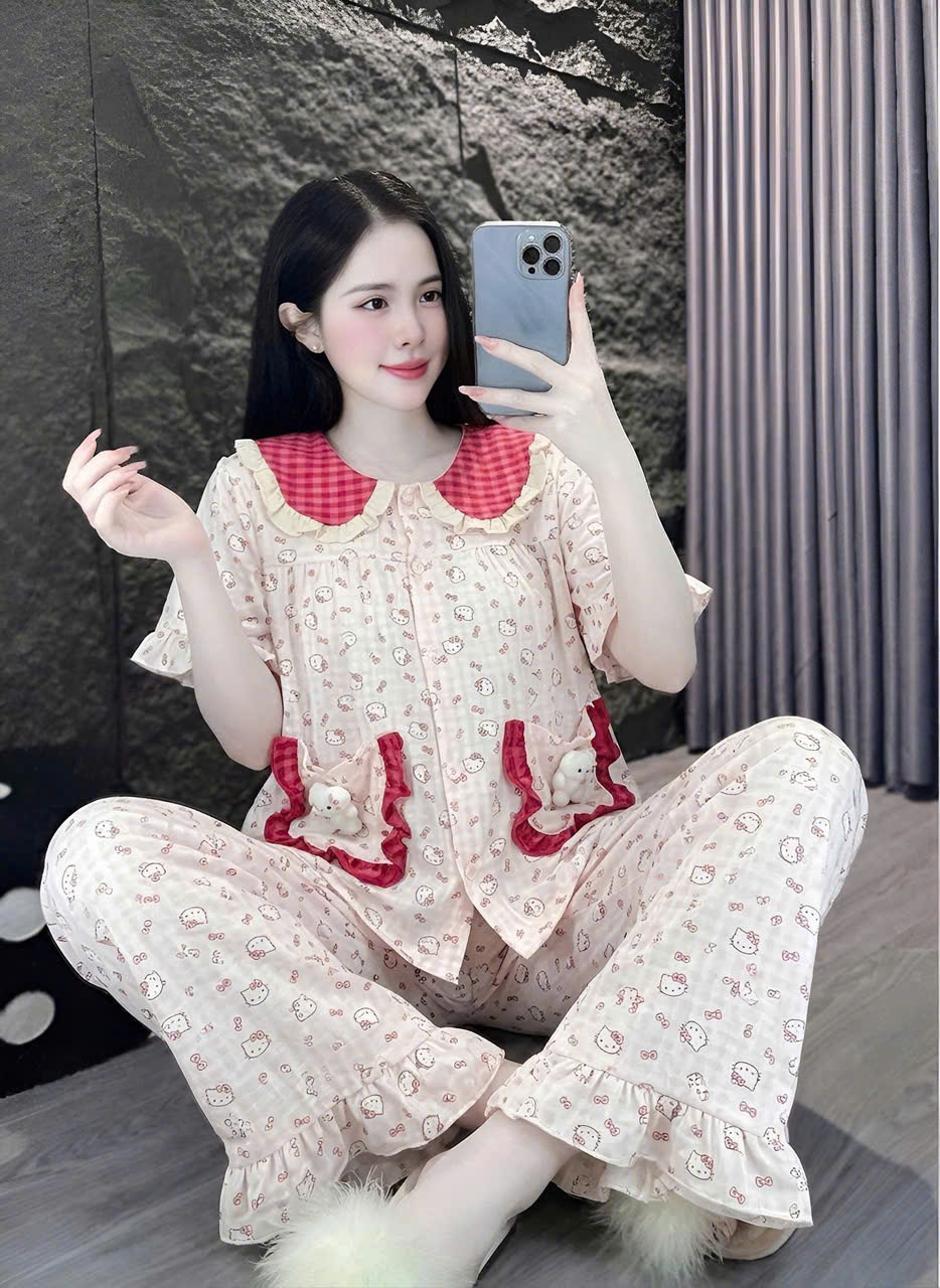 13mẫu tay ngắn lụa đũi mềm gắn gấu