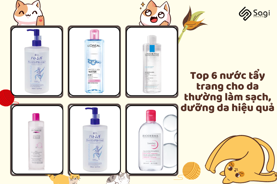 Top 6 nước tẩy trang cho da thường làm sạch, dưỡng da hiệu quả