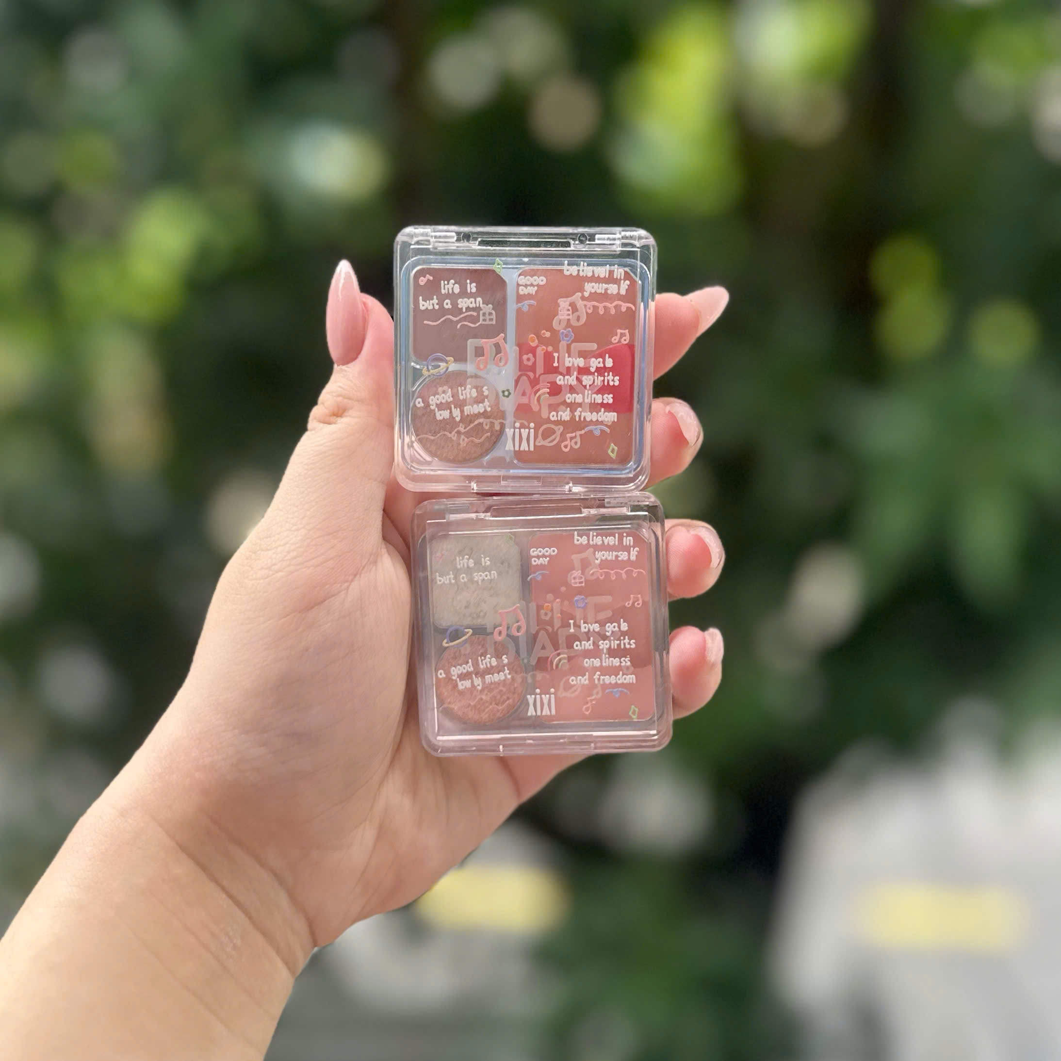 Bảng phấn mắt Xixi 3in1 Má hồng kèm highlight Melody lấp lánh Billie Diary Eye Shadow 3 ô