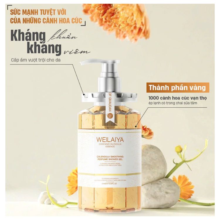 Sữa Tắm Trắng Da Weilaiya Calendula Hoa Cúc Vạn Thọ 450ml