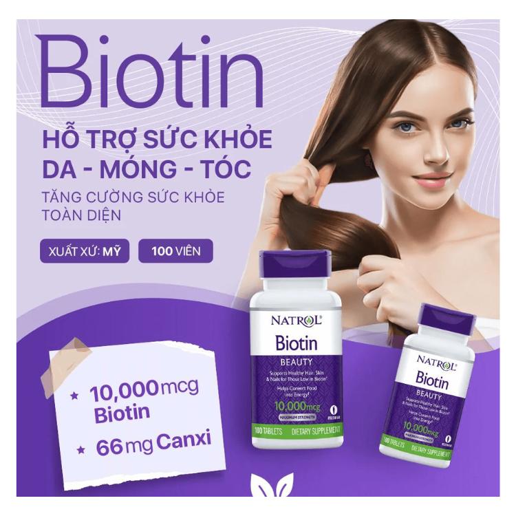 Viên Uống Hỗ Trợ Mọc Tóc Natrol Biotin Beauty 10.000mcg