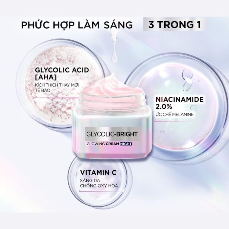 LOREAL. Kem dưỡng Glycolic Bright Night 50ml