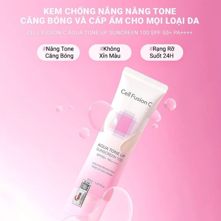 CELL FUSION C. kem Chống Nắng Aqua 50ml - Tone Up Hồng