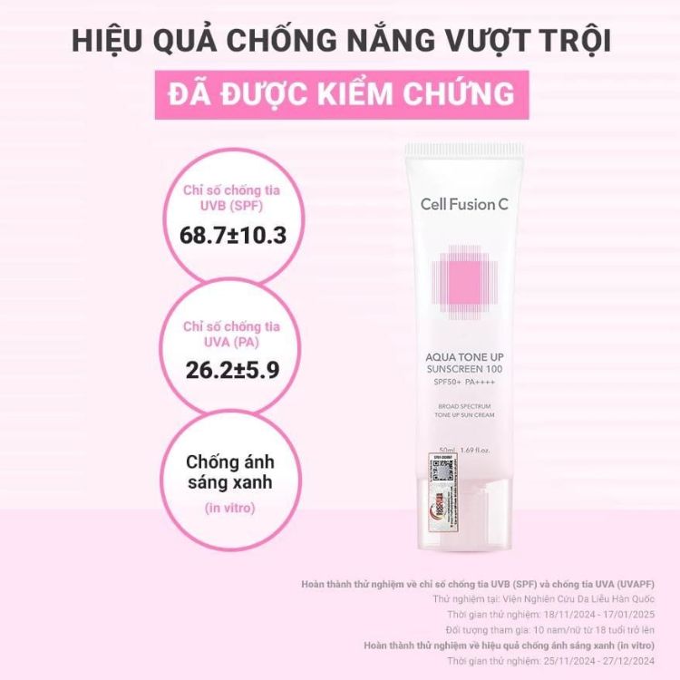 CELL FUSION C. kem Chống Nắng Aqua 50ml - Tone Up Hồng