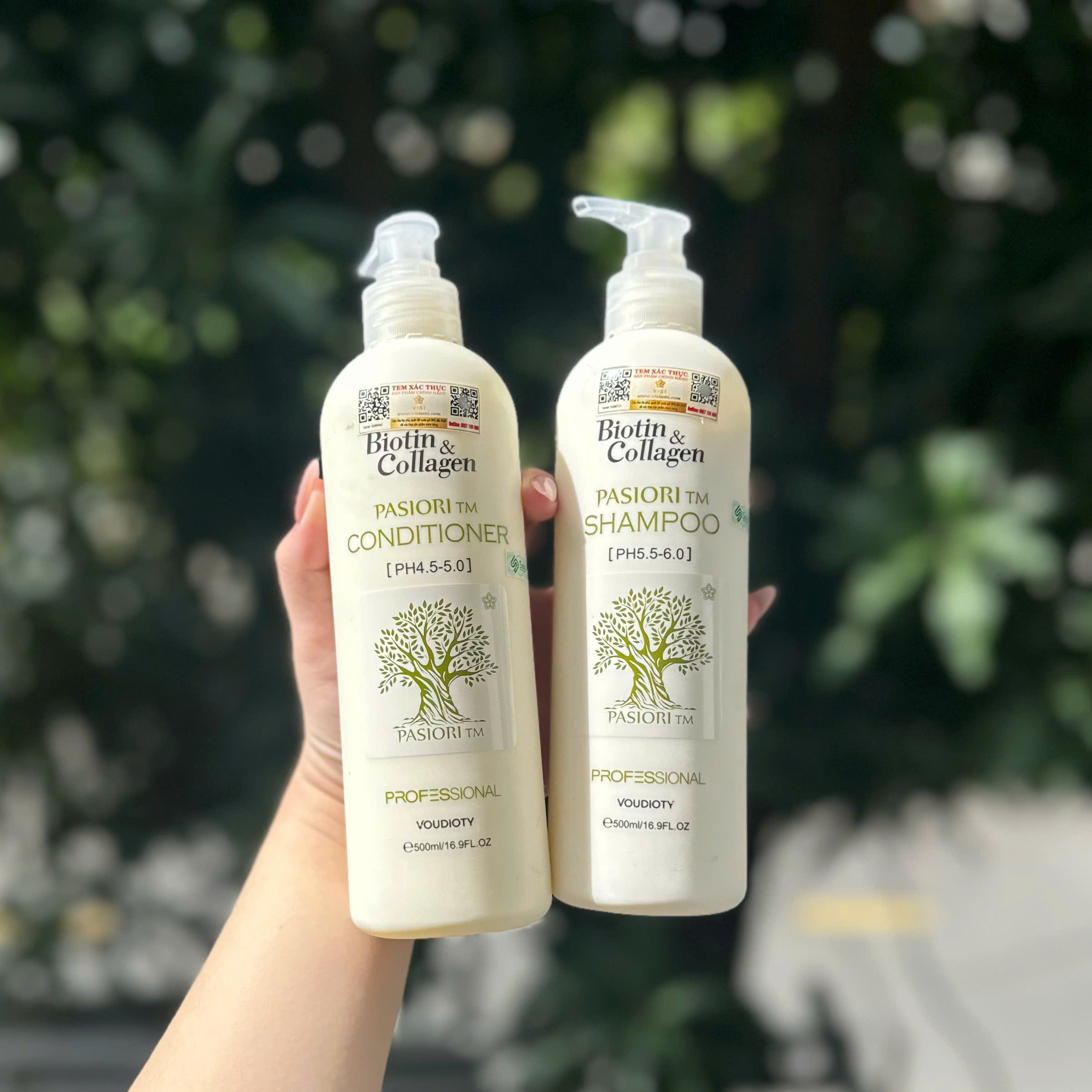 Set gội xả Voudioty BIOTIN & COLLAGEN Phục Hồi 500ML