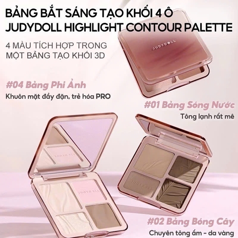 Phấn Tạo Khối & Highlight JudyDoll 4 ô #01