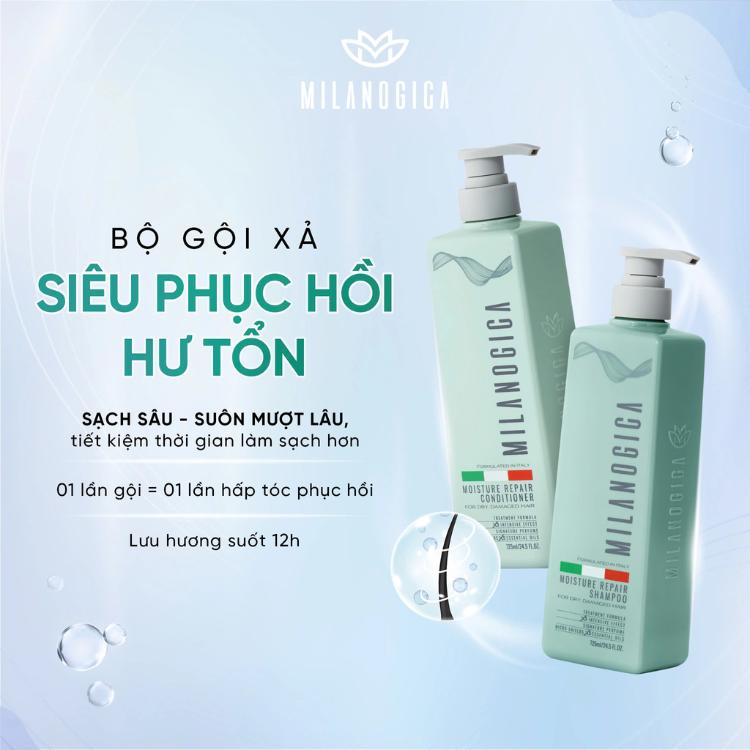 [Gội Lớn + Xả Nhỏ] Combo Dầu Gội Lớn 725ml + Dầu Xả Nhỏ 355ml Phục Hồi Hư Tổn MILANOGICA Hương Nước Hoa