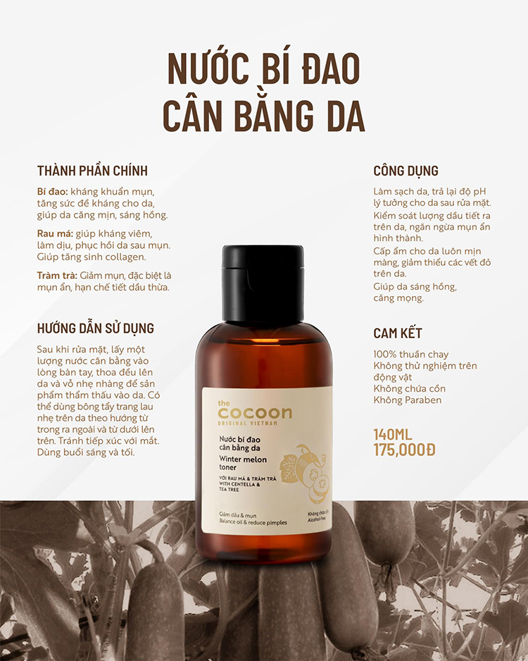 Toner Cocoon Bí Đao giảm dầu mụn Winter Melon Toner 310ml