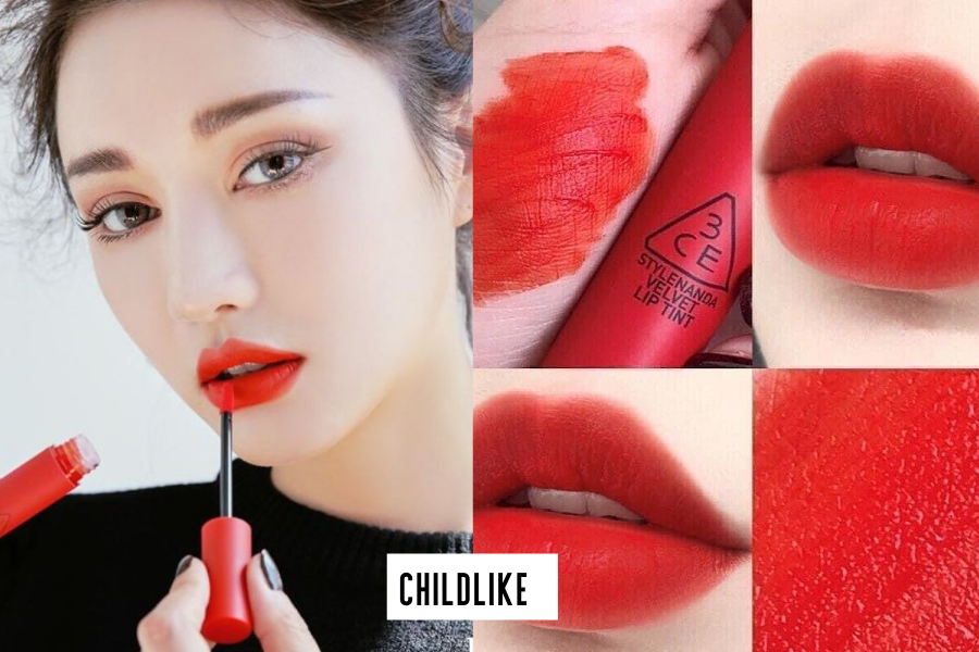 Son kem 3CE Velvet Lip Tint - Childlike Đỏ Cam