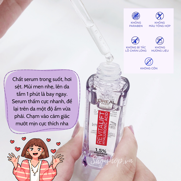 Serum L'Oreal Hyaluronic Acid Cấp Ẩm Sáng Da 30ml