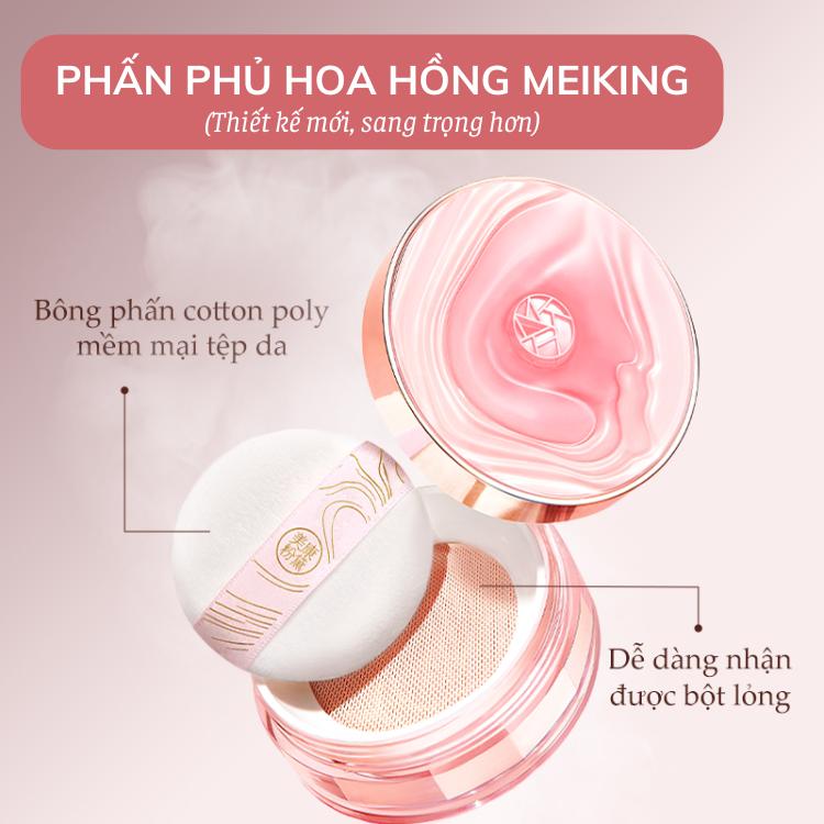 Phấn Phủ Bột Siêu Mịn Meiking Hoa Hồng
