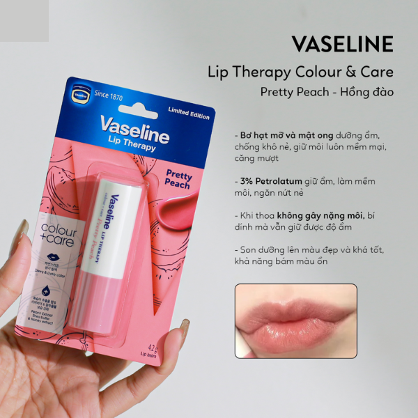 Son Dưỡng Vaseline Lip Therapy Colour + Care Limited Edition #04 Pretty Peach