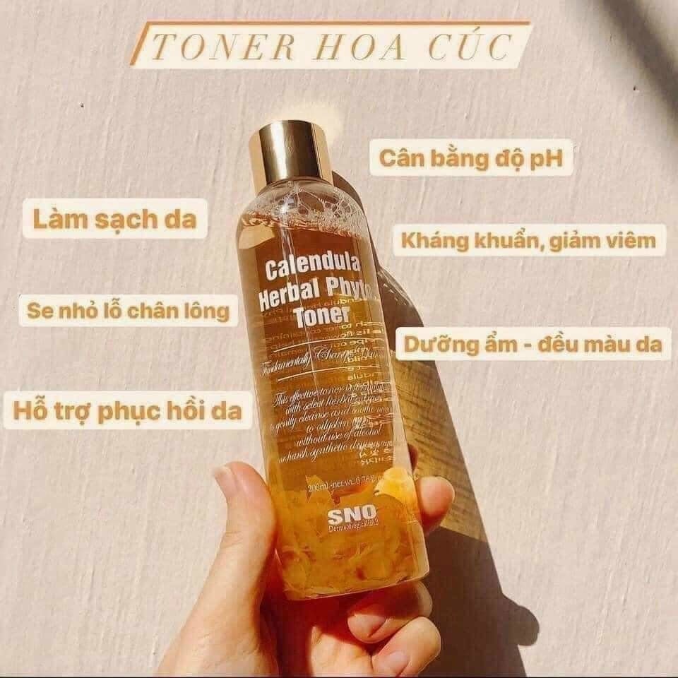 Nước hoa hồng SNO Calendula Herbal Phyto Toner 200ml Chiết xuất hoa cúc Làm  dịu da