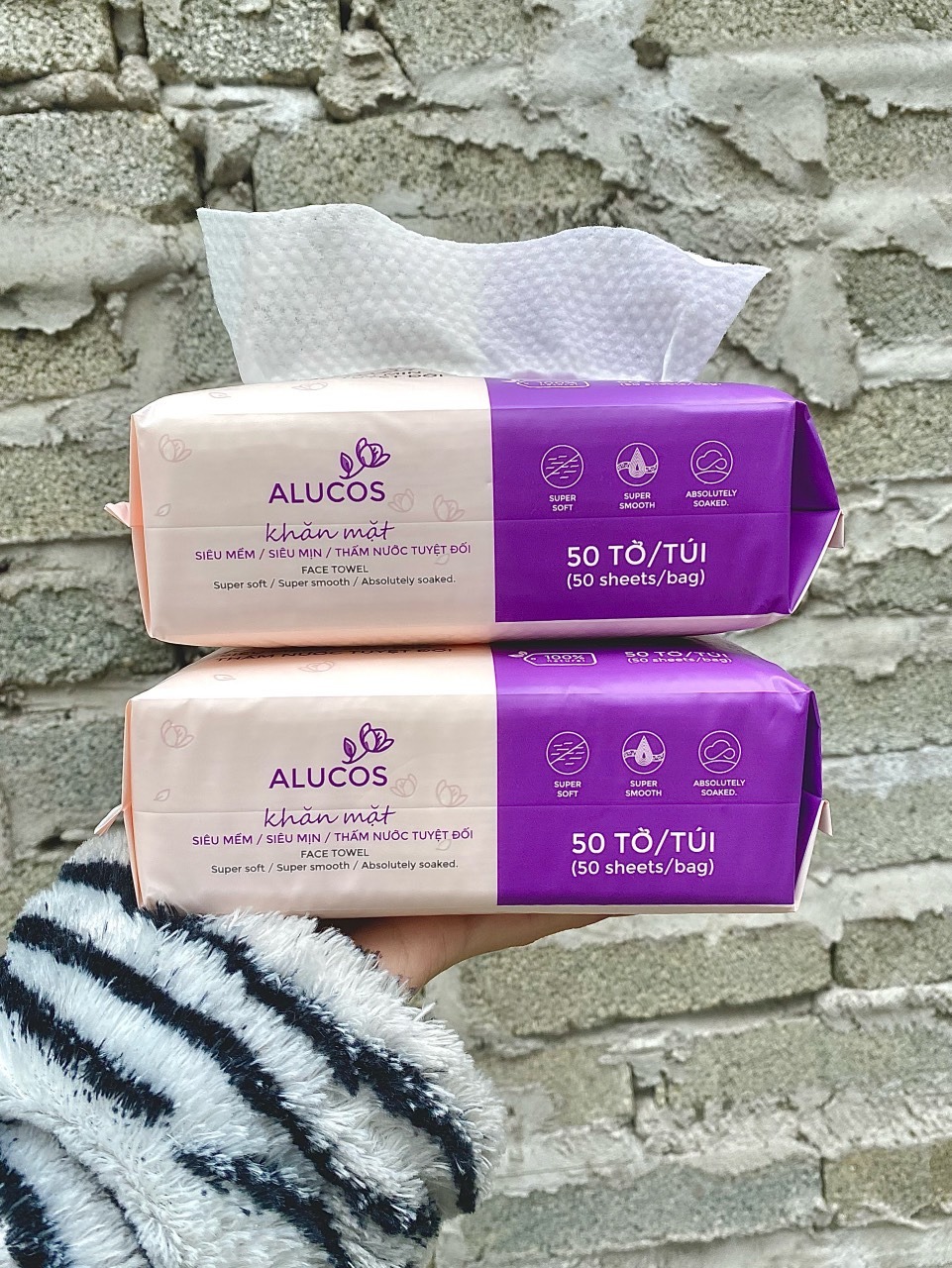 ALUCOS. Khăn khô dạng rút 50 miếng