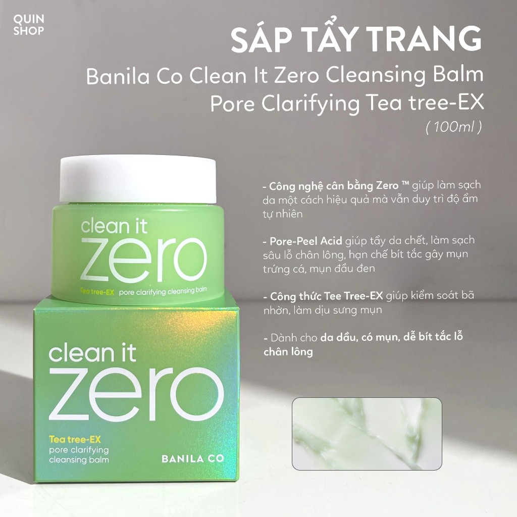 BANILA. Sáp tẩy trang XANH DA DẦU 100ml