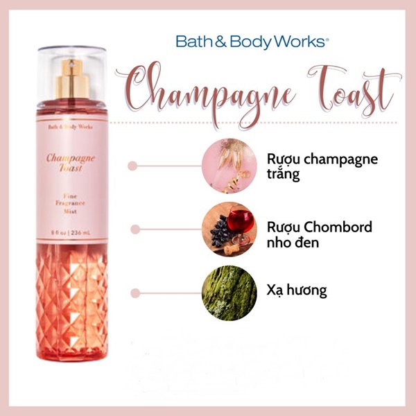 Xịt thơm BBW 236ml - Champagne Toast