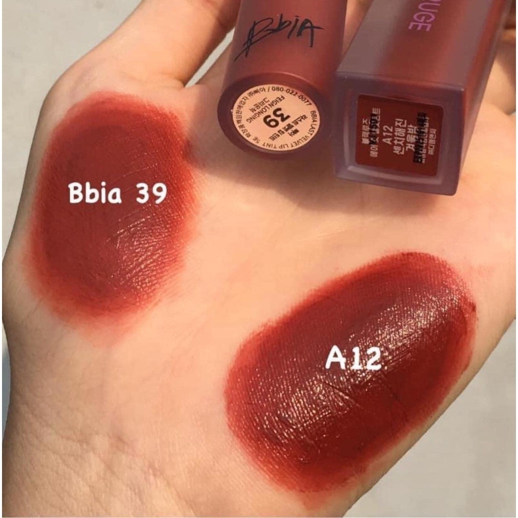 Son Kem BBIA Velvet Lip Tint #39 Màu Đỏ Gạch