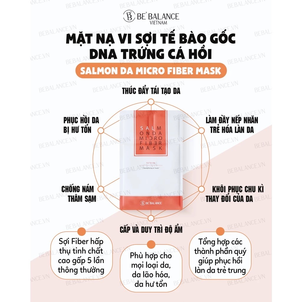 BE BALANCE. Mặt Nạ Giấy Salmon Da Hồng Trứng Cá Hồi