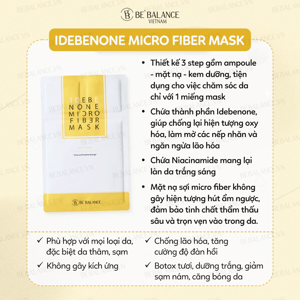 BE BALANCE. Mặt Nạ Giấy Vàng Trắng Da