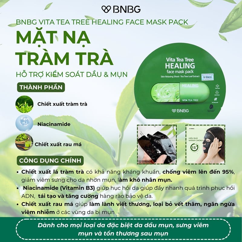 Mặt Nạ Giấy Tràm Trà Vita Tea Tree BNBG