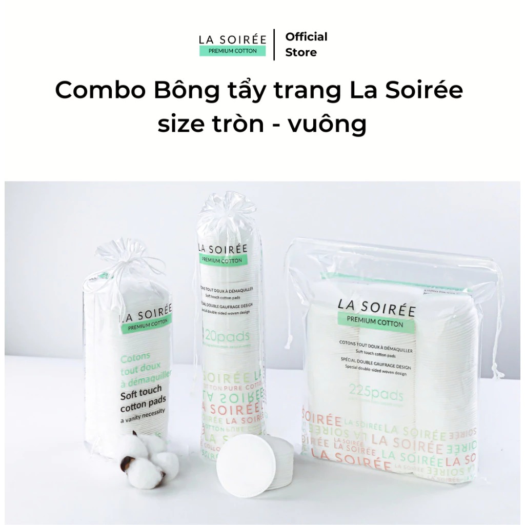 Bông Tẩy Trang LA SOIREE 120 Miếng Tròn