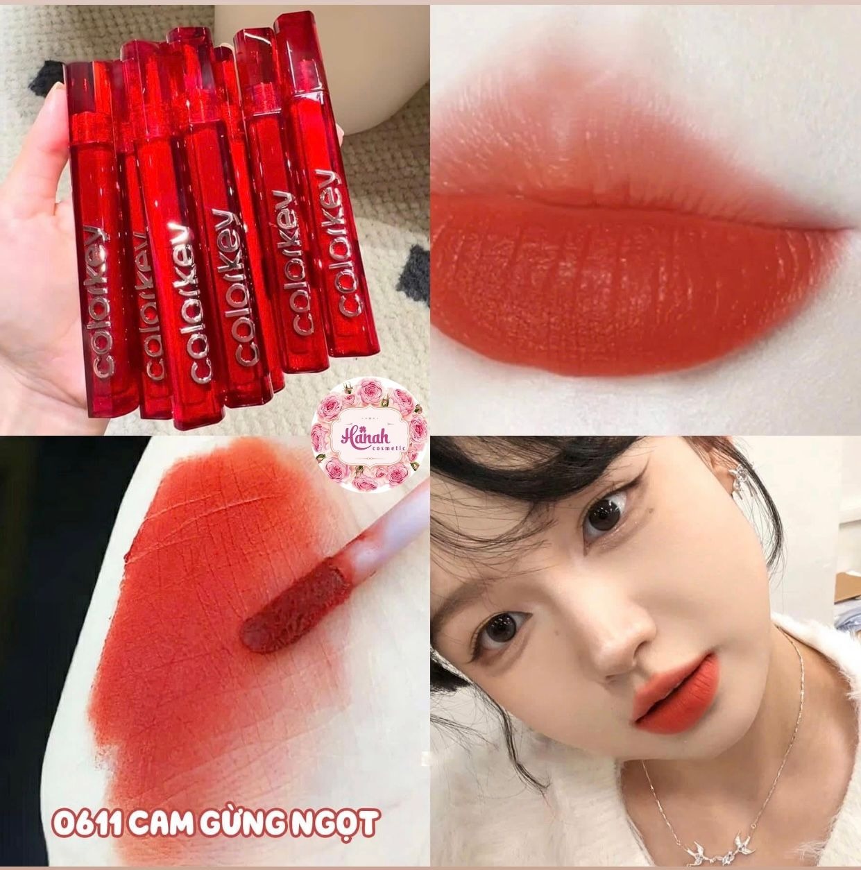 COLORKEY. Son Kem Velvet O611 Màu Cam Gừng Ngọt (MẪU MỚI)