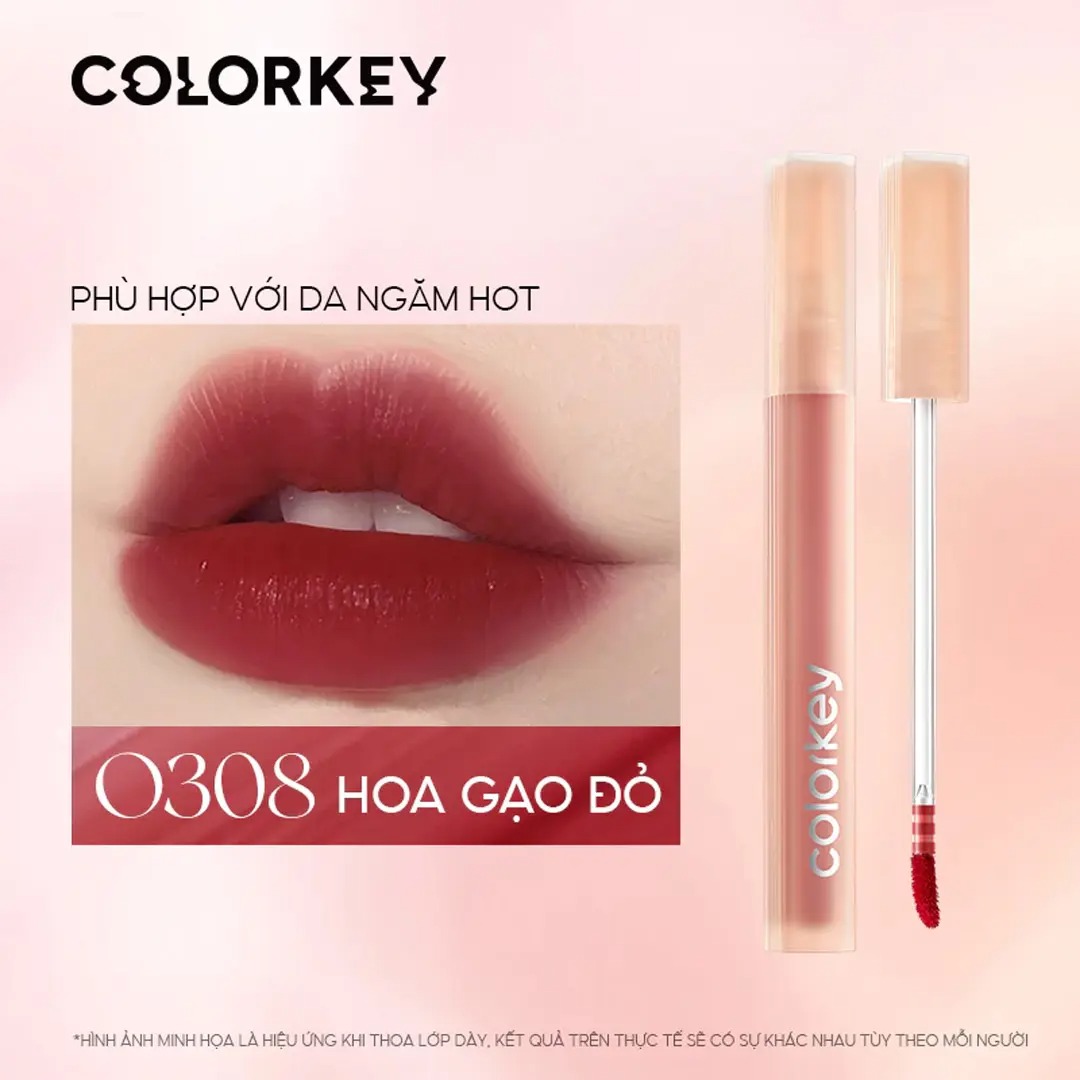 COLORKEY son kem water tint Pink Sweetie O308 Đỏ Cam Đất