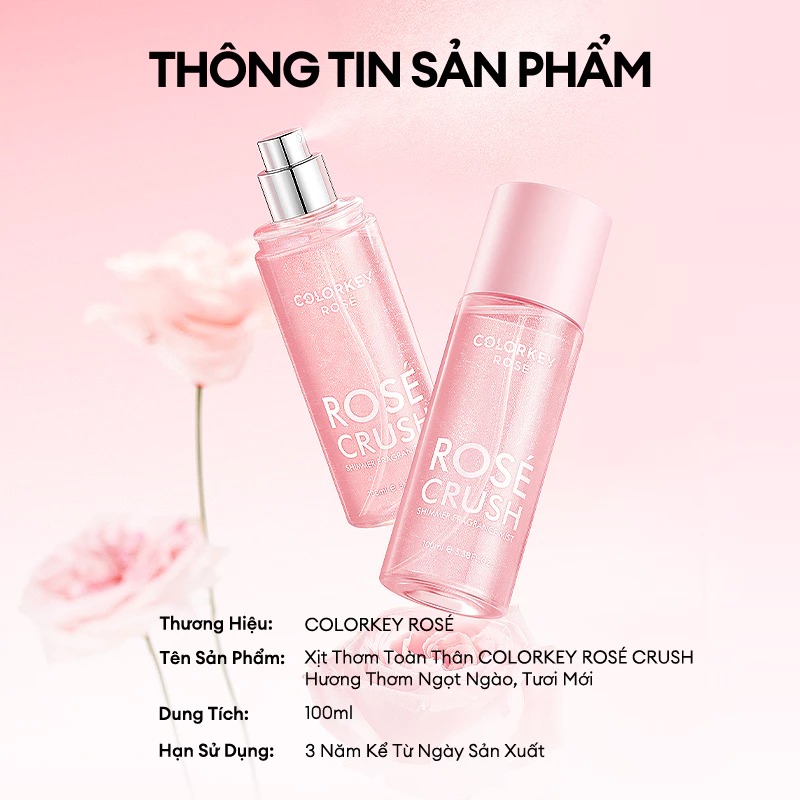 COLORKEY. Xịt thơm body ROSE 100ml