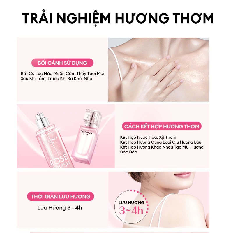 COLORKEY. Xịt thơm body ROSE 100ml