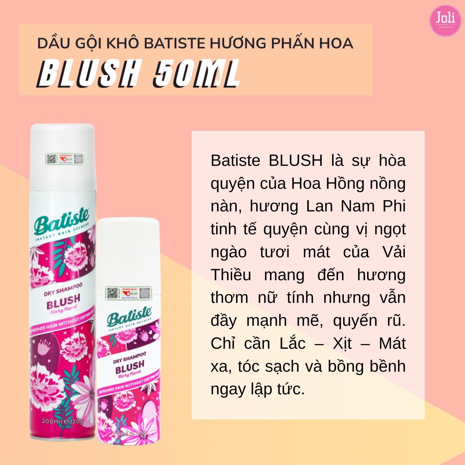 BATISTE. Dầu gội khô Batiste 200ml Blush Hương Phấn Hoa