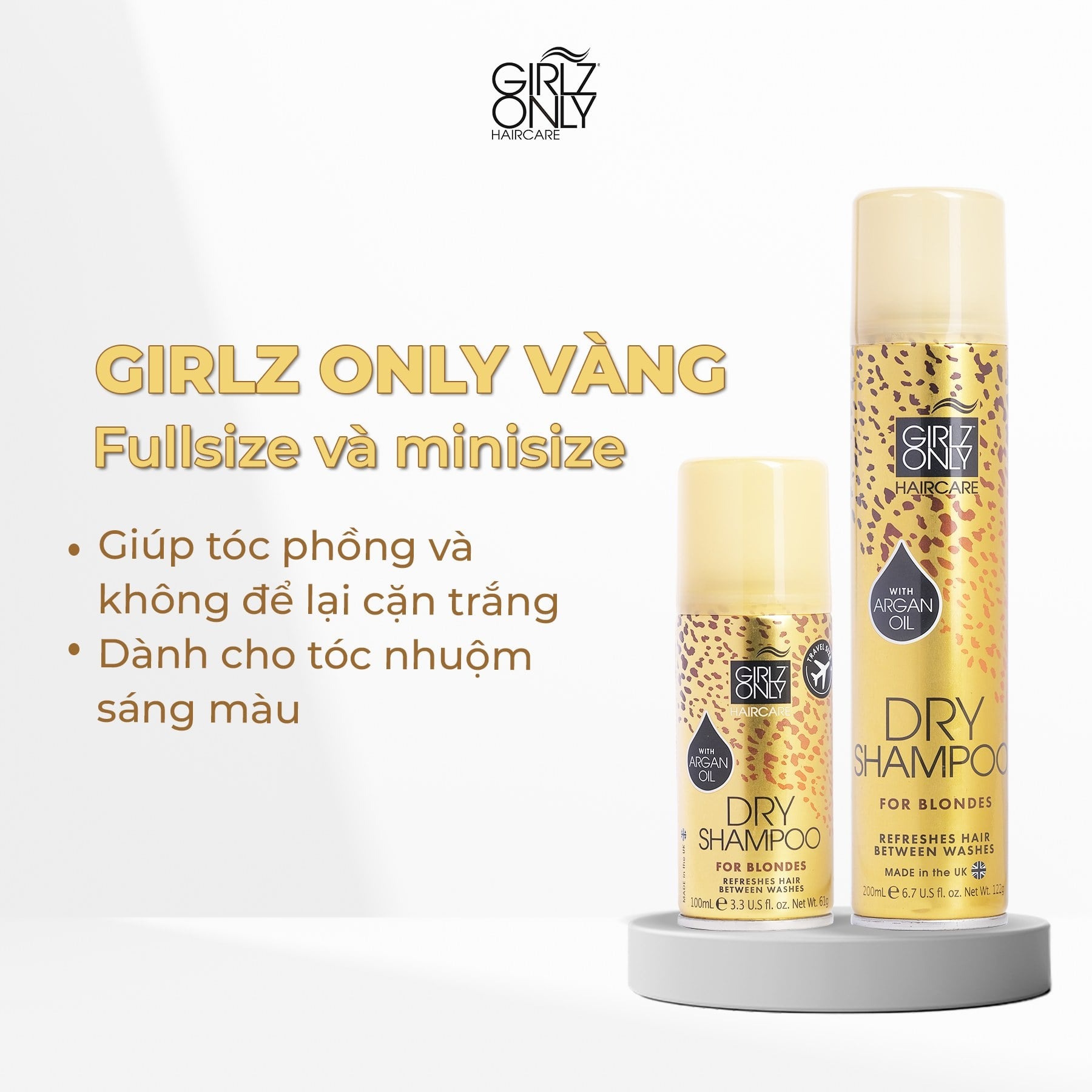 [mini] Dầu Gội Khô Dành Cho Tóc Nhuộm Sáng Màu Girlz Only Vàng 75ml