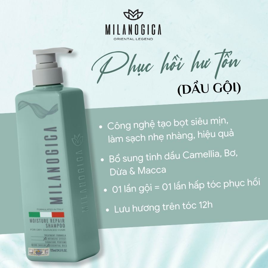 [size nhỏ] Dầu Gội Phục Hồi Hư Tổn MILANOGICA Hương Nước Hoa 355ML