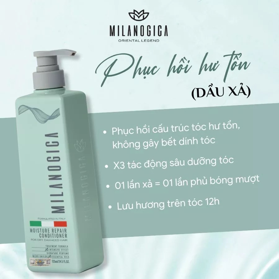 [size nhỏ] Dầu Xả Phục Hồi Hư Tổn MILANOGICA Hương Nước Hoa 355ML